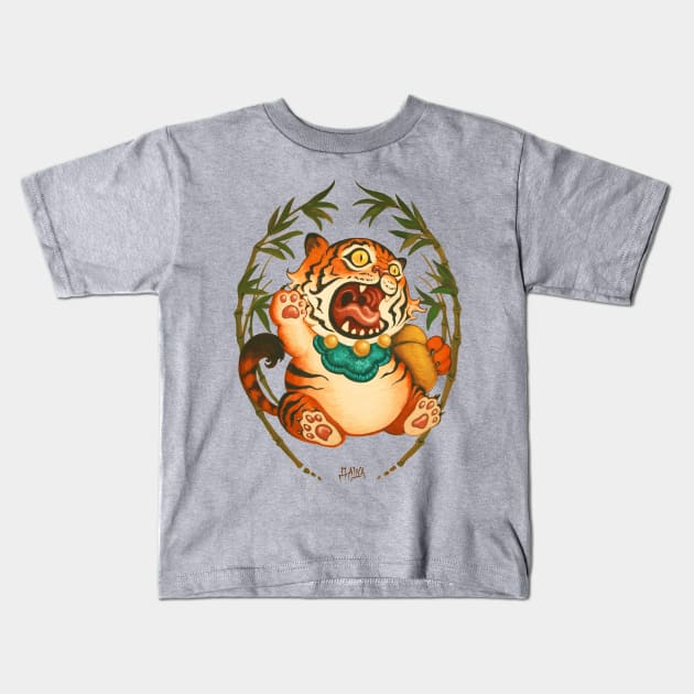 Lucky Tiger Kids T-Shirt by biggsstudio